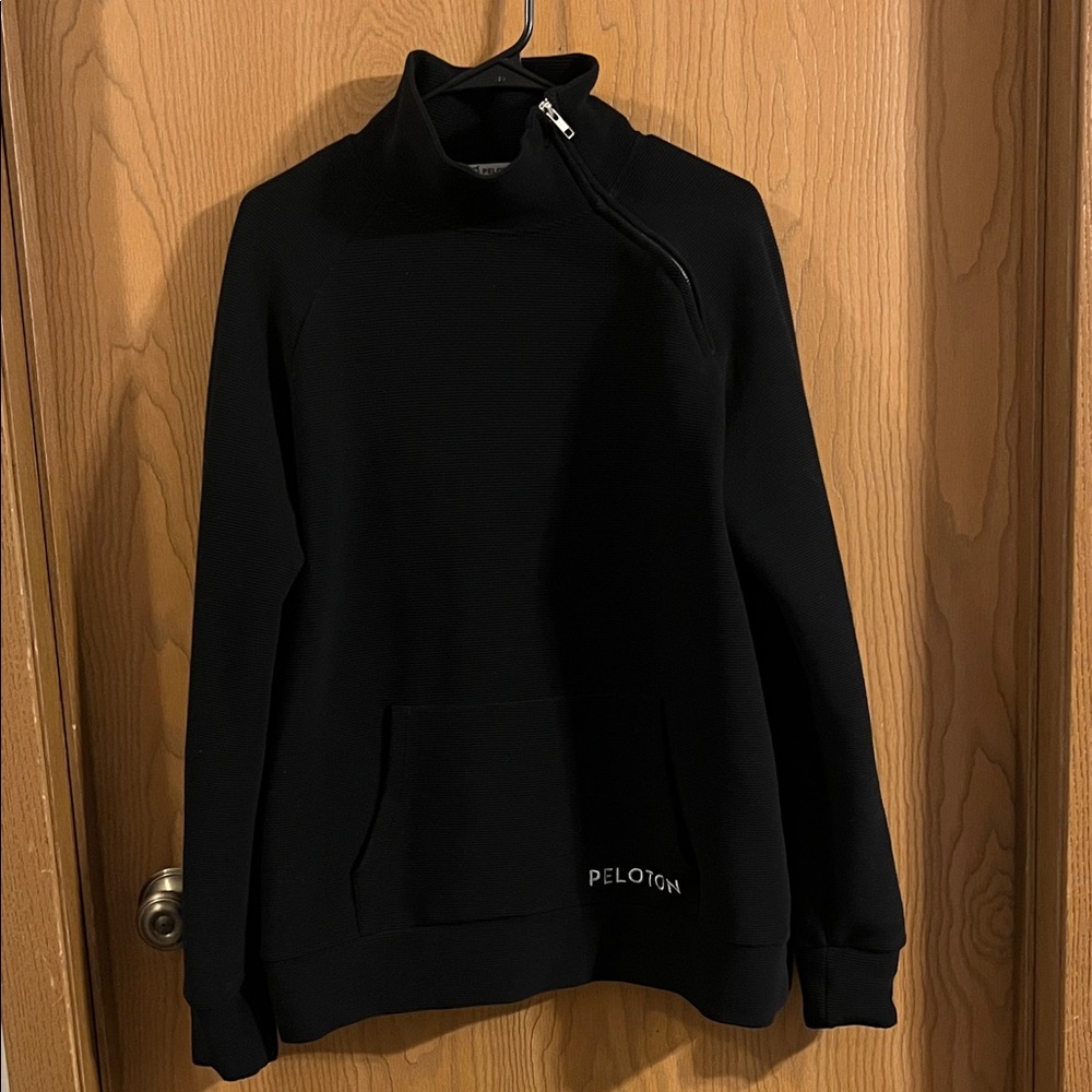 Peloton Black Ribbed High-Neck Quarter‎ Zip Sweatshirt Large